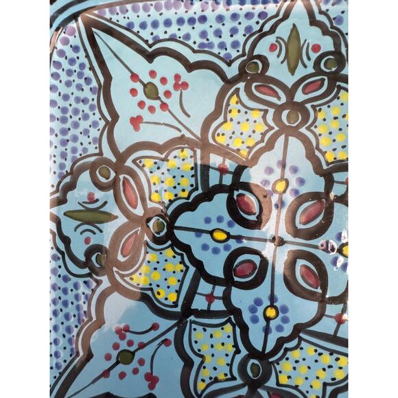 Le Souk Ceramique Tunisia Han Painted Square Serving Plate - Picture 9 of 10